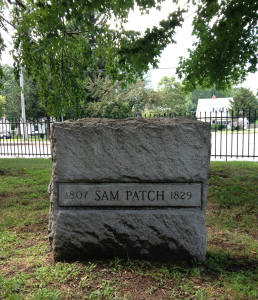 Front view of Grave Marker of Sam Patch Charlotte Cemetery Rochester, NY