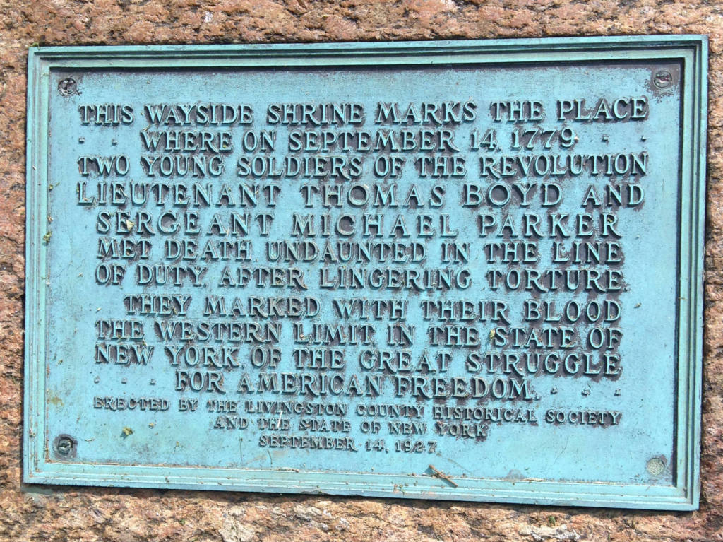 Plaque at the Boyd and Parker Memorial in Cuylerville, NY
