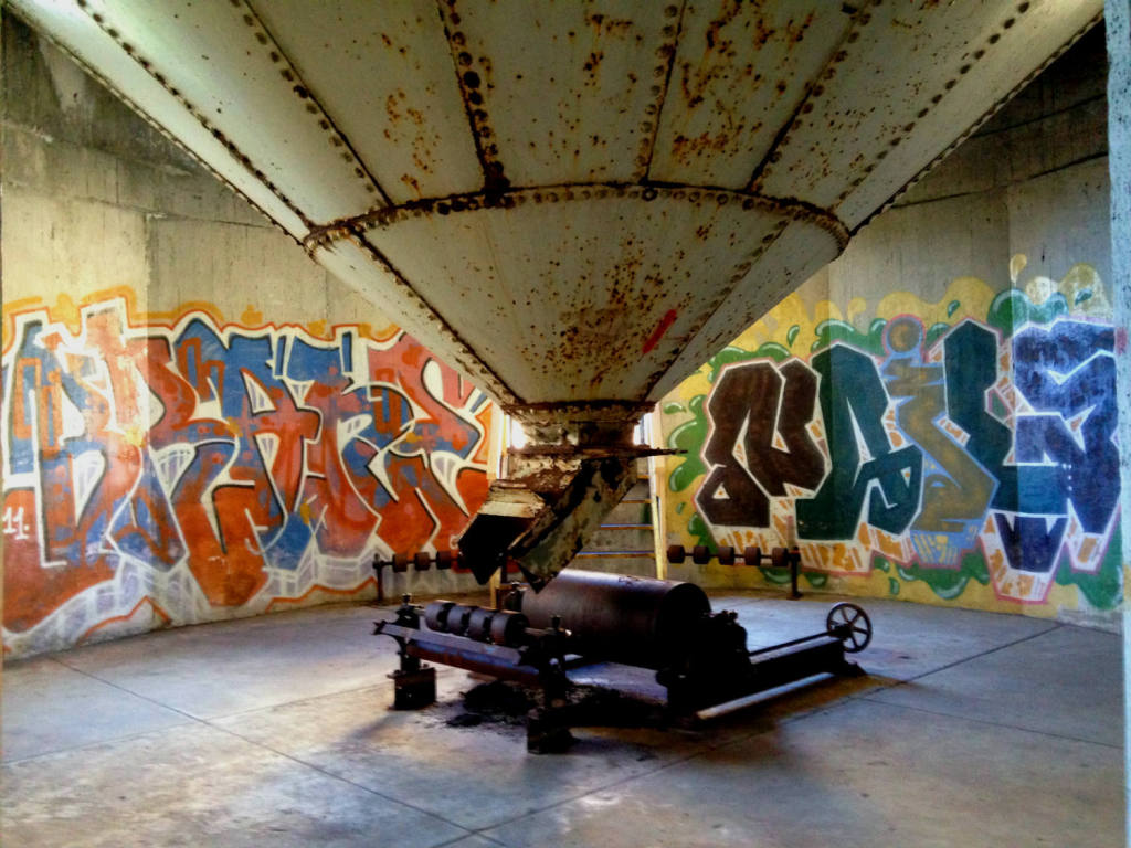 Grain Hopper and Graffiti in the American Silo Building; Buffalo, NY