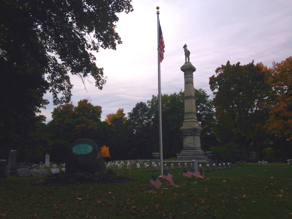 Memorial in Mt. Hope Cemetery in Rochester, NY for all those who died in the ambush