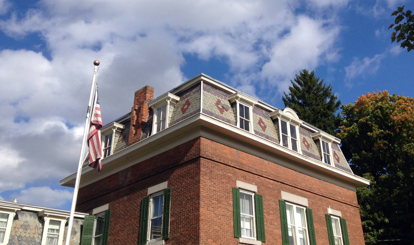 Mansard Roof and Decorative Chimney at Howe House Museum