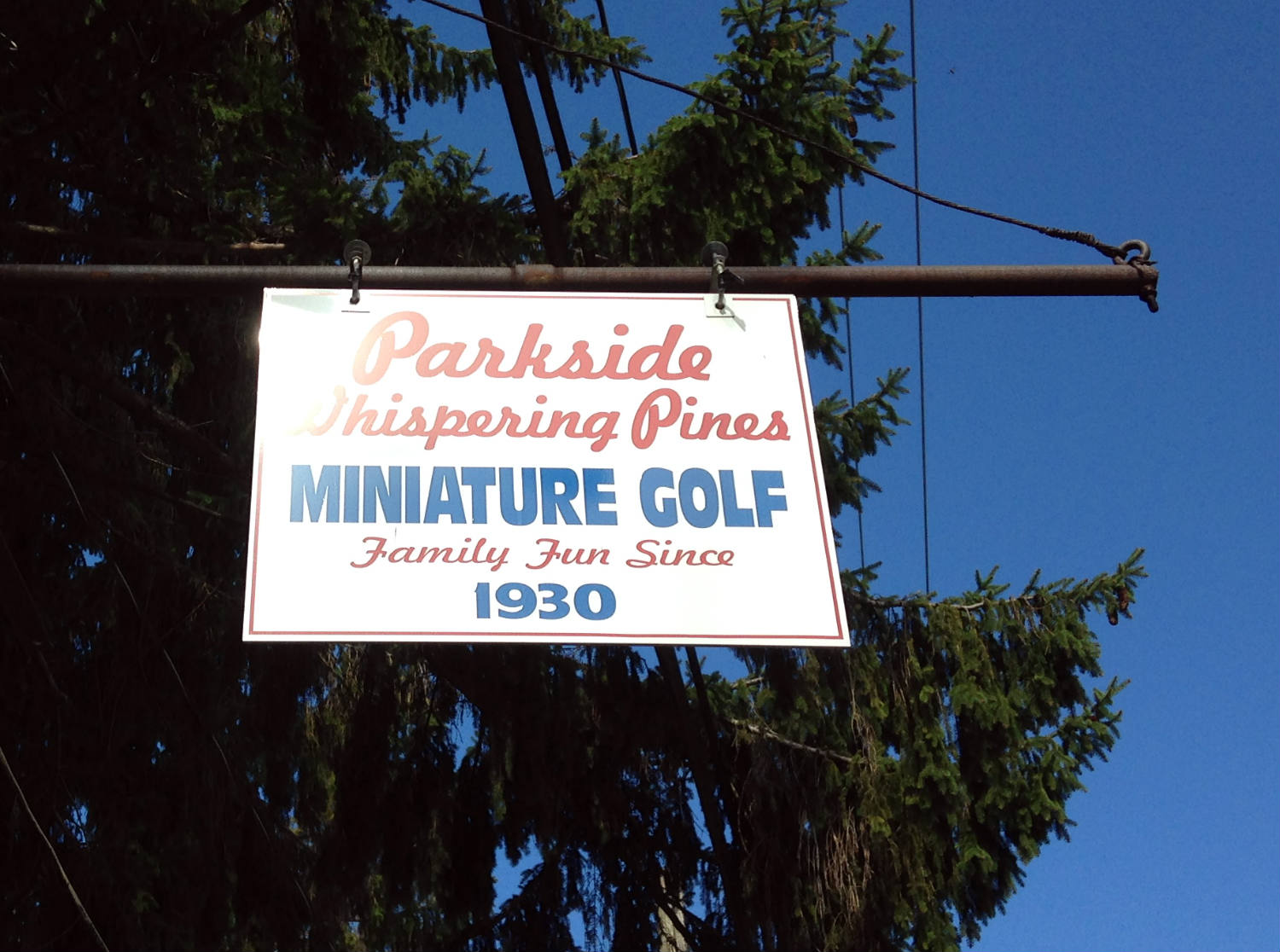 Whispering Pines Miniature Golf Sign Rochester, NY