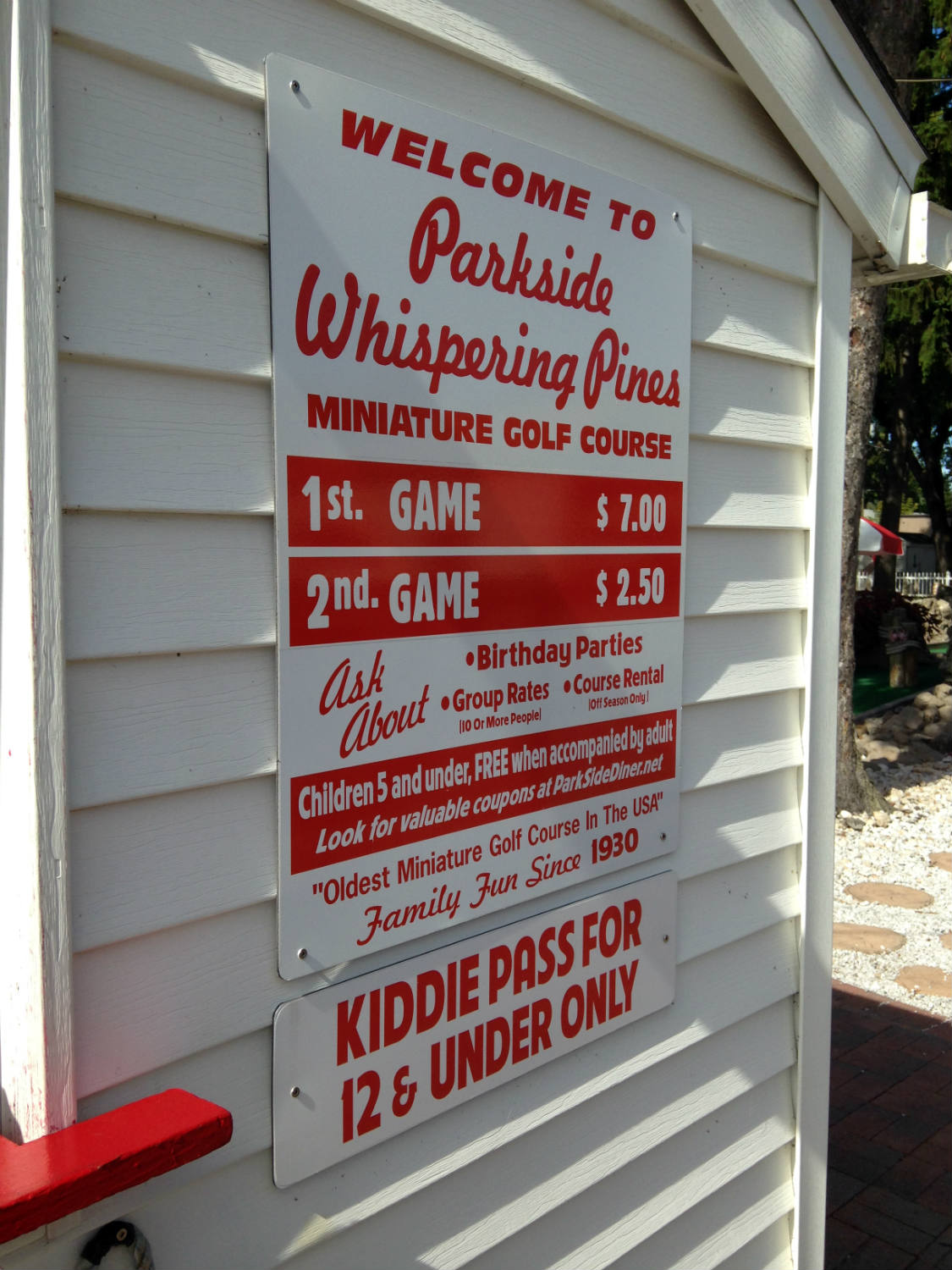 Signage at Whispering Pines Mini Golf; Rochester, NY