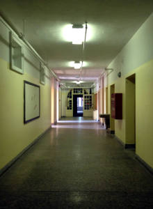 Hallway inside the Grandview Building at Willard Asylum
