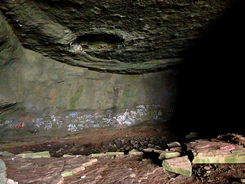 Inside the Lower Falls Cave in Rochester