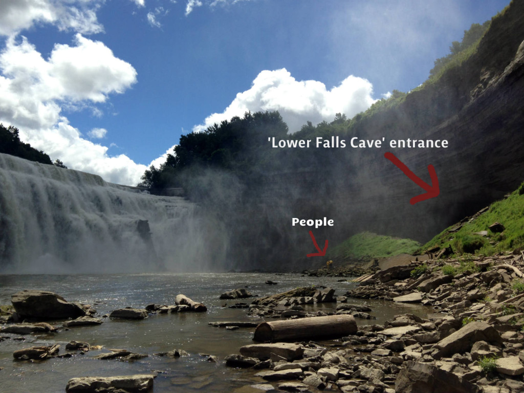 Lower Falls and Cave Entrance in Rochester, NY