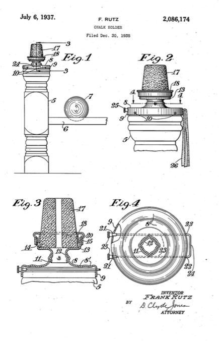 Frank Rutz Rochester, NY Chalk Holder Patent