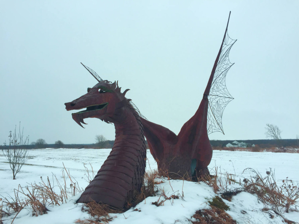 Metal Dragon Sculpture in East Bethany, NY Genesee County