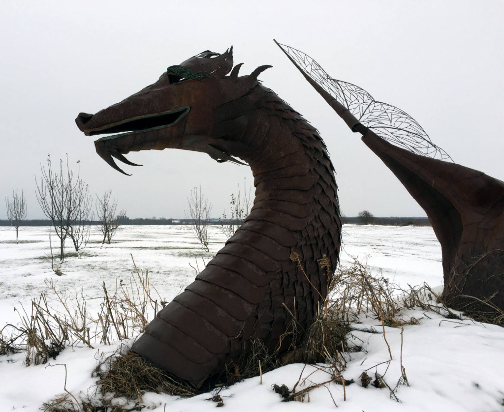 Metal Dragon Sculpture in East Bethany, NY Genesee County
