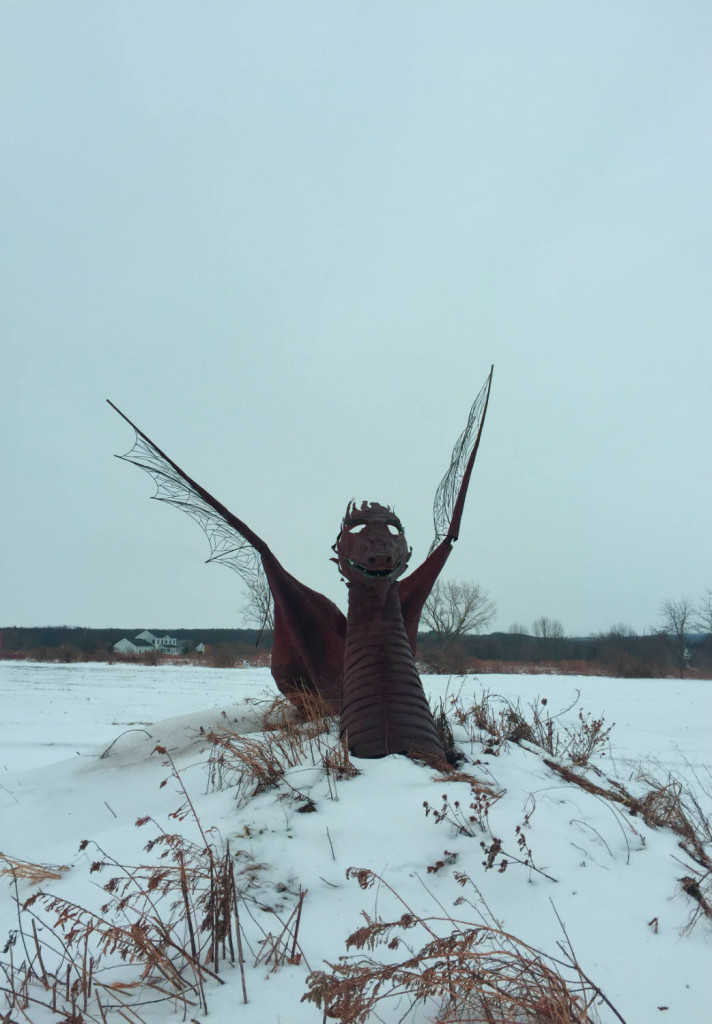 Metal Dragon Sculpture in East Bethany, NY Genesee County