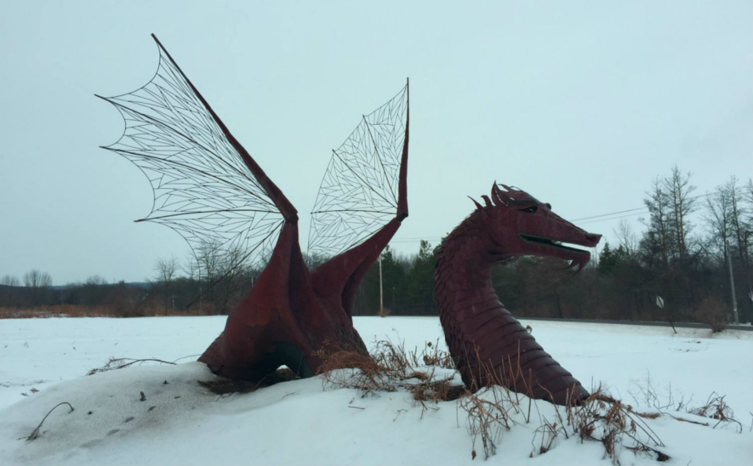 Dragon Sculpture in East Bethany, NY - Featured Image