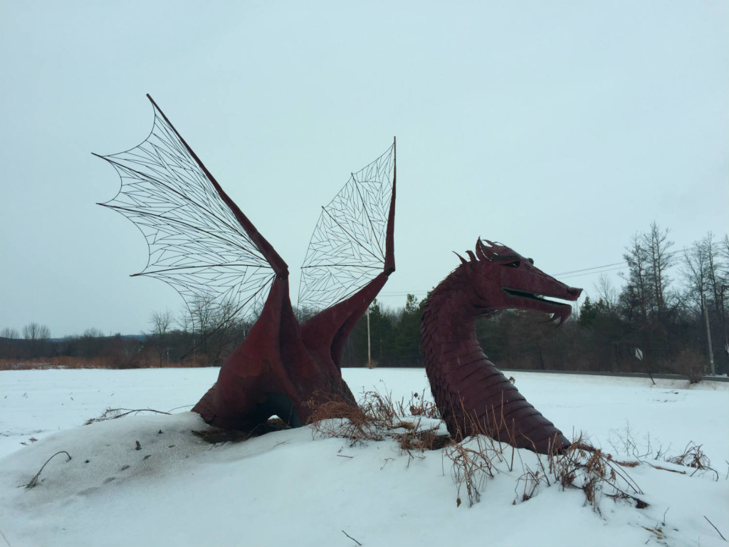 Metal Dragon Sculpture in East Bethany, NY Genesee County