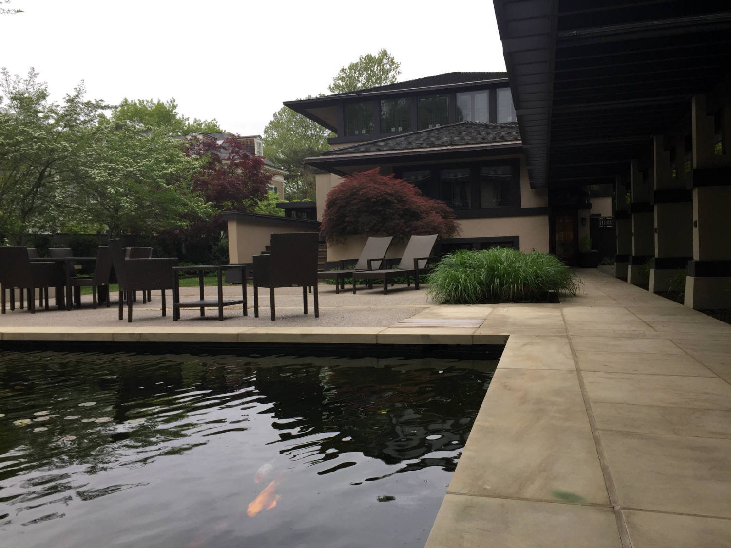 Reflecting Pool and Patio at the Boynton House in Rochester