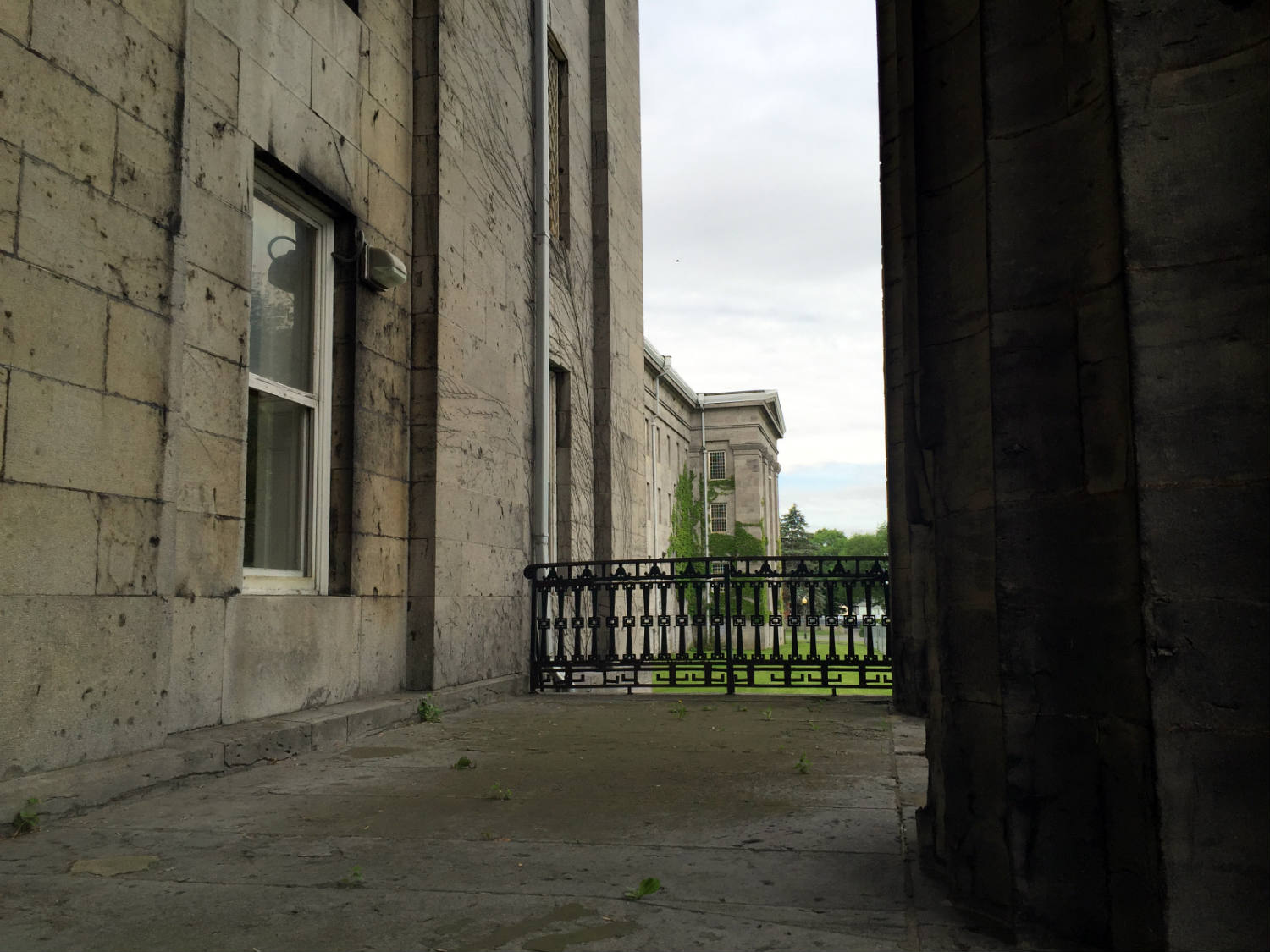 Portico View at the New York State Asylum at Utica in New York