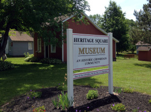Sign for the Heritage Square Museum in Ontario, New York