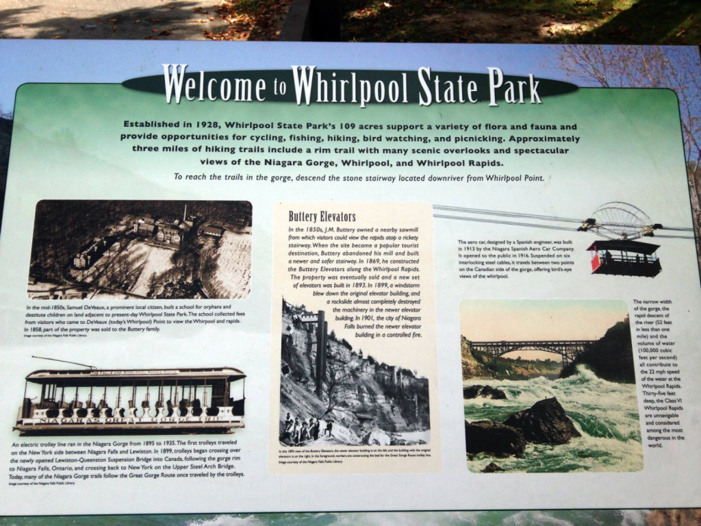 Sign at Whirlpool State Park in New York