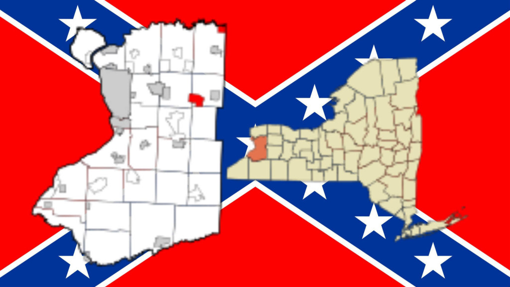 Town Line, New York Map on Confederate Flag