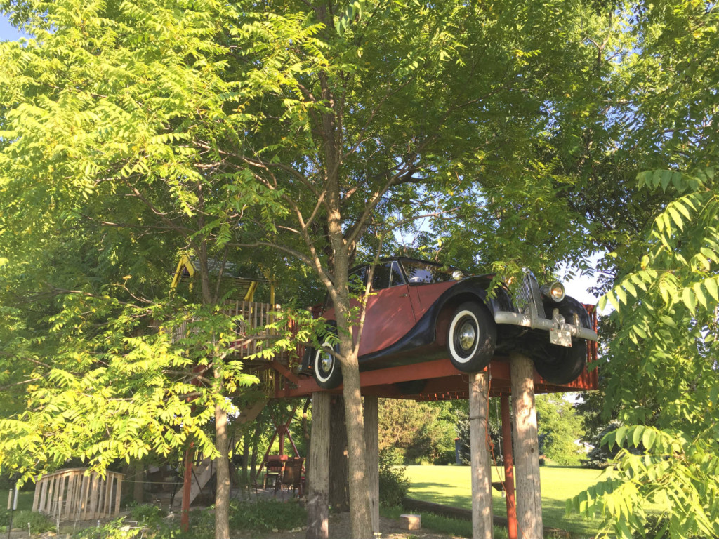 1948 Triumph 1800 Saloon Vintage Car up in a Treehouse in Geneseo