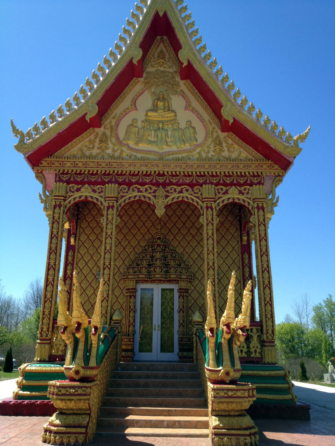 Front Entrance to the Main Temple at the Wat Pa Lao Buddhadham in Rush, NY