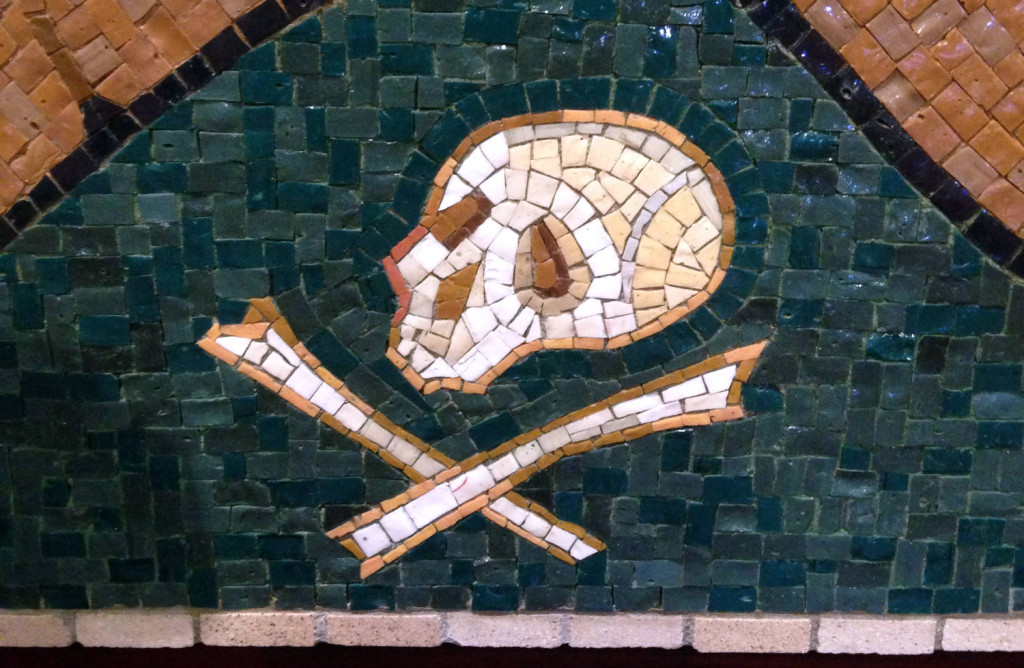Tile Mural Skull and Crossbones at St. Josaphat's Church in Rochester