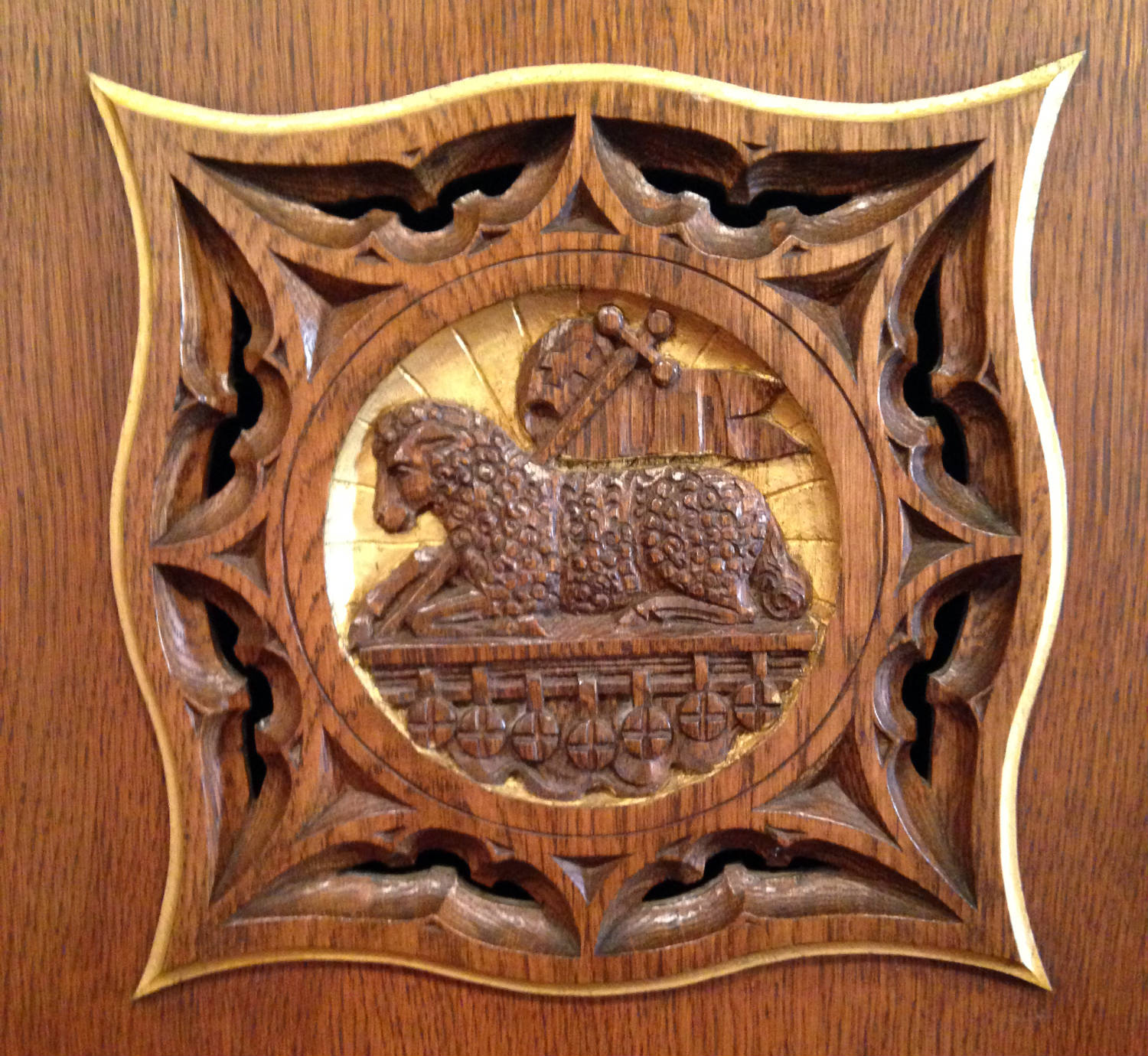 Religious Symbols in Woodwork at former St. Michael's Mission in Conesus, New York