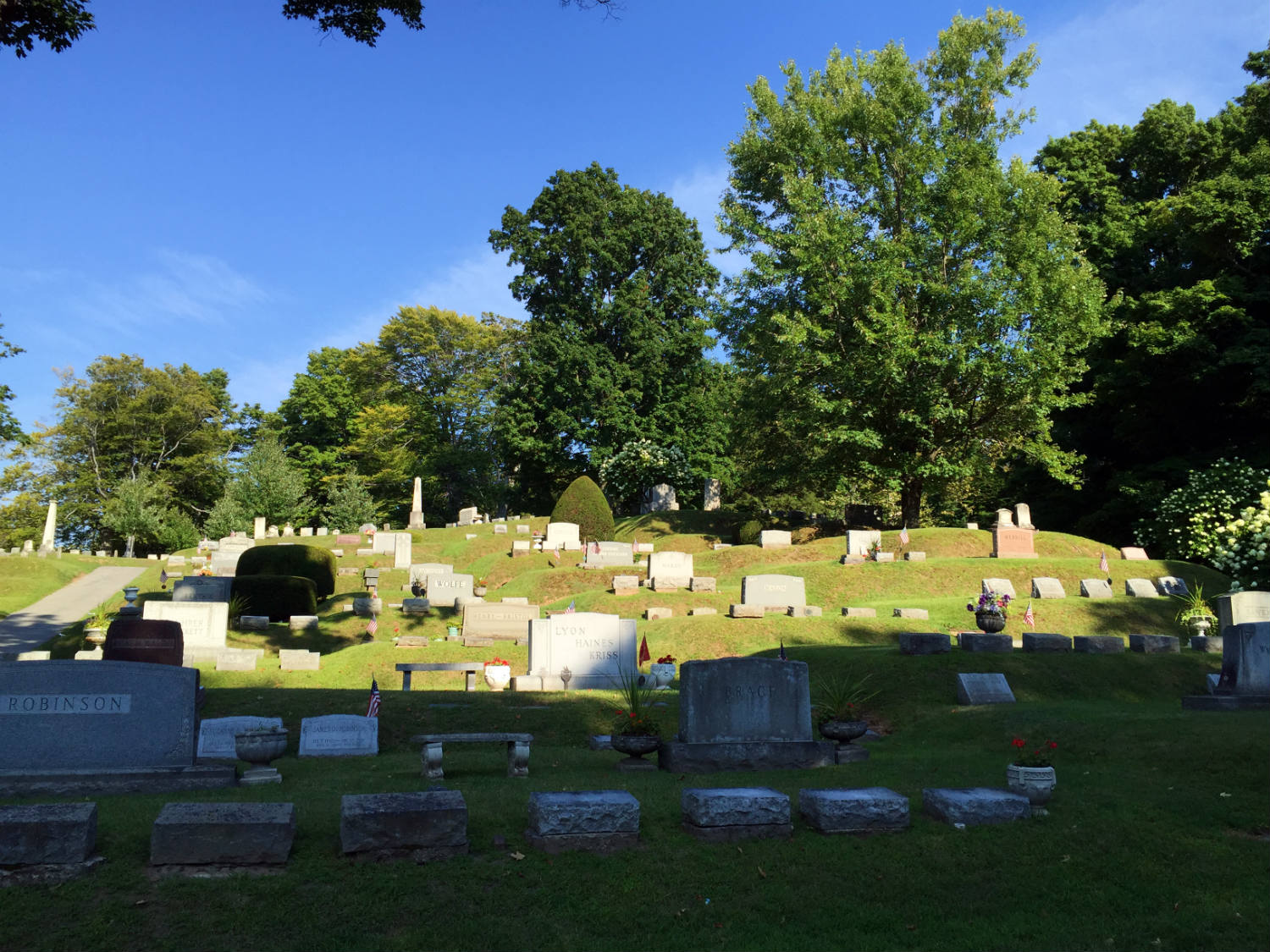 Terraces in Mt. Albion Cemetery in Orleans County