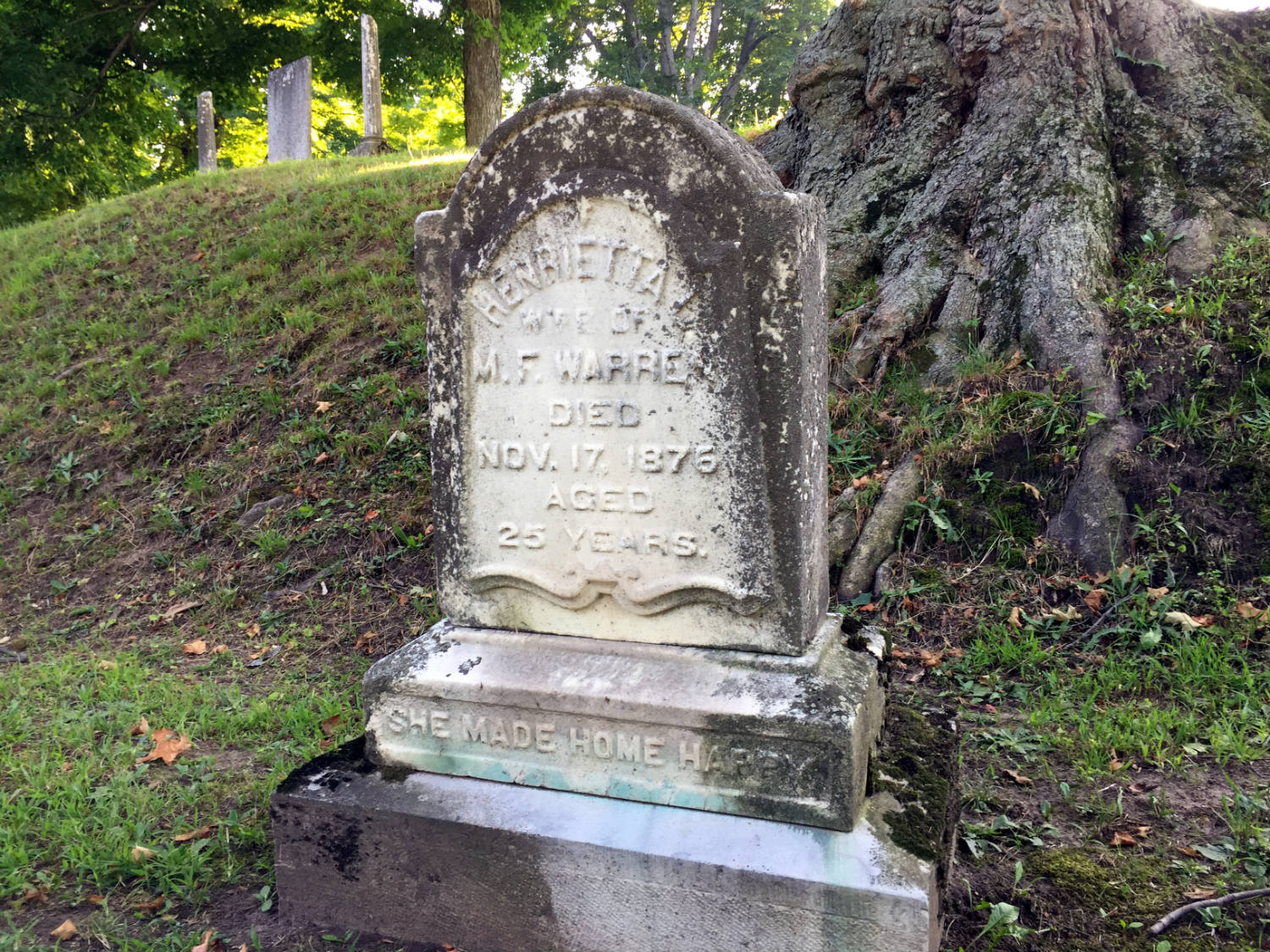 Henrietta Warren's Headstone in Mt. Albion Cemetery