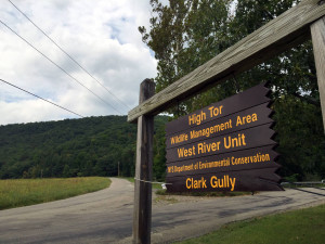 Sign for High Tor Clark Gully in Naples, NY