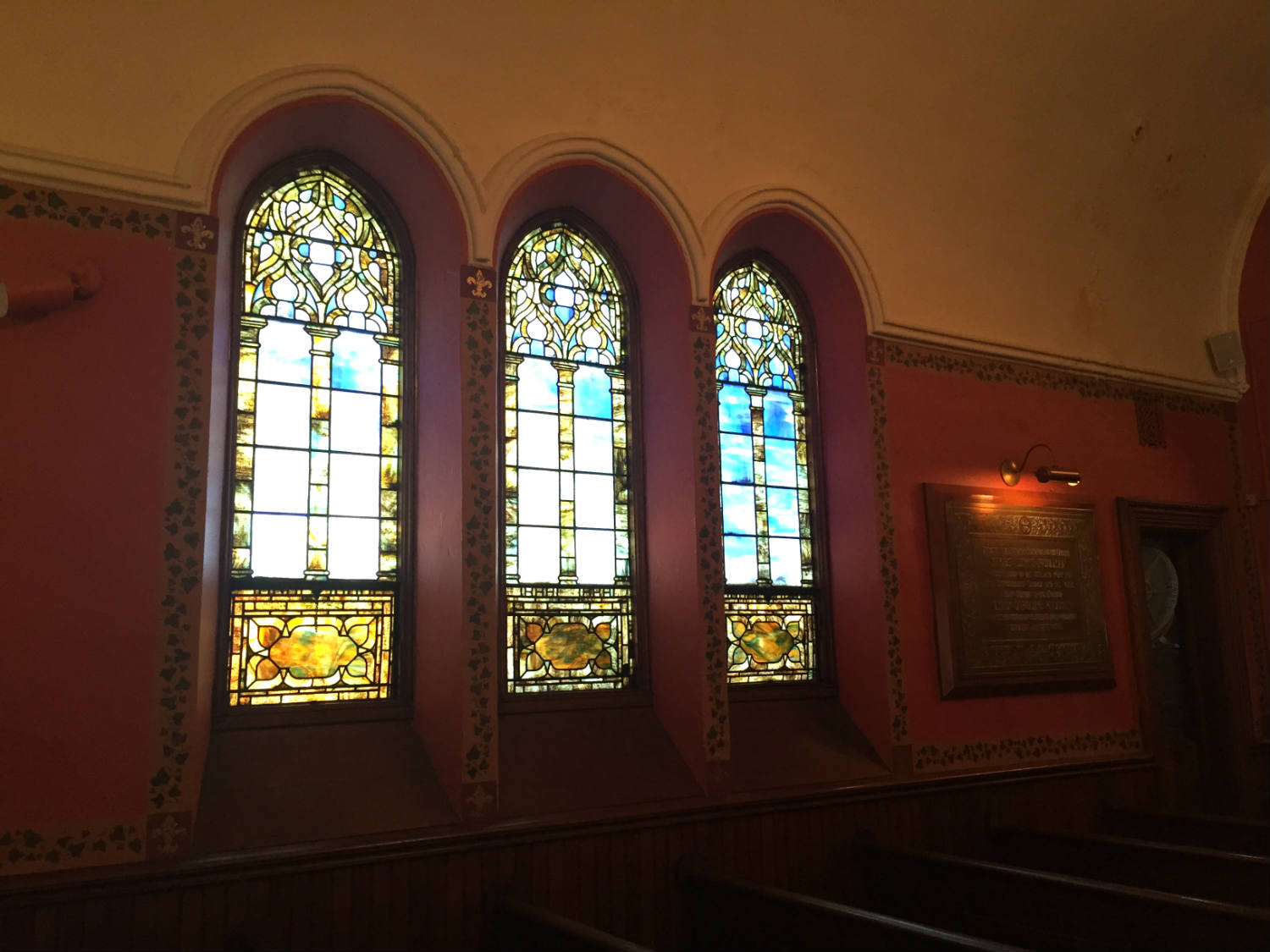 Tiffany Windows in the Pullman Memorial Universalist Church in Albion