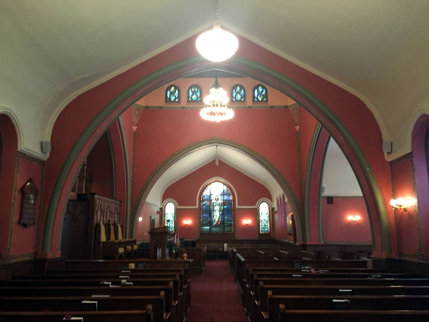 Sanctuary Inside the Pullman Memorial Universalist Church in Albion