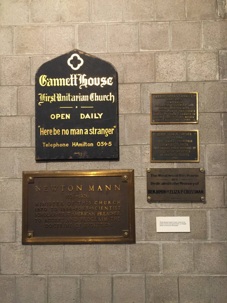 Original Plaques from the First Unitarian Church of Rochester