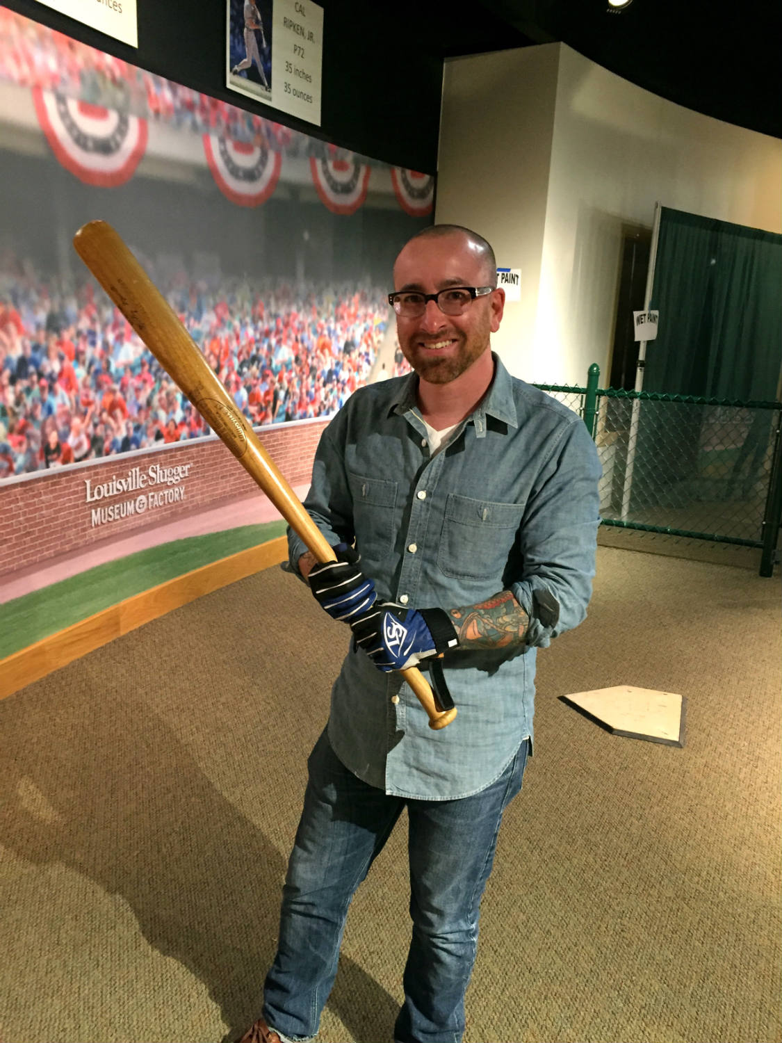 Me and Mickey Mantle's 1961 bat the Louisville Slugger Museum in Kentucky
