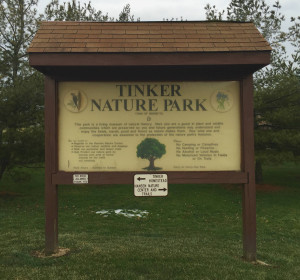 Tinker Nature Park sign in Henrietta, New York