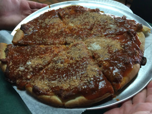 Sausage Pizza at O'Scugnizzo's in Utica, New York