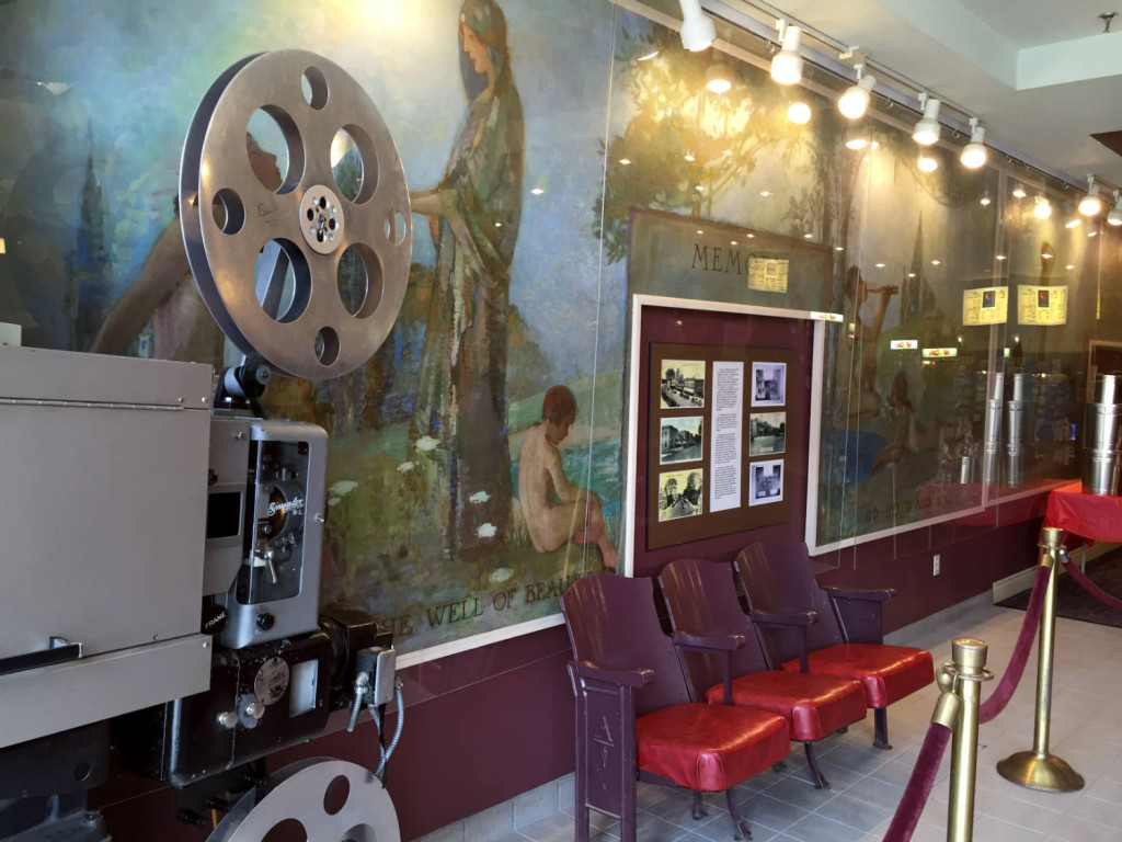 Mural and Original Theatre Chairs in Lobby of the Aurora Theatre in East Aurora, New York