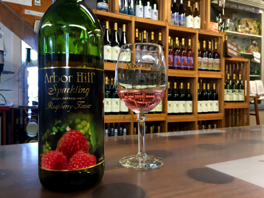 Sparkling Raspberry Juice at Arbor Hill Winery in Naples, New York