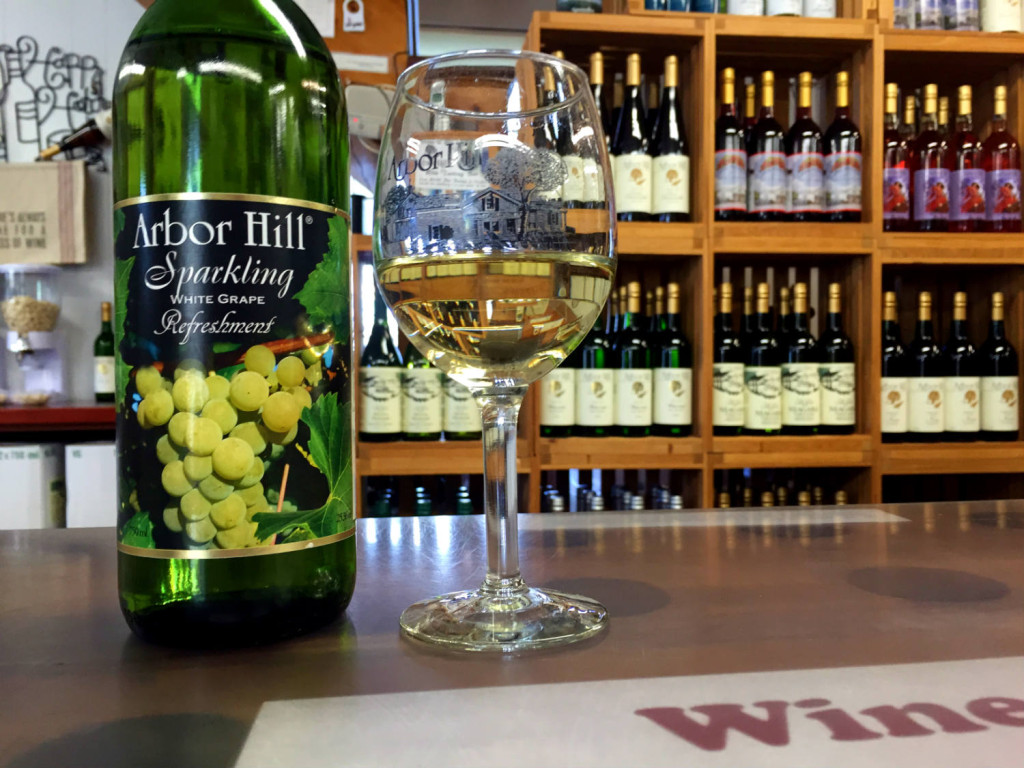 Sparkling White Grape Juice at Arbor Hill Winery in Naples, New York