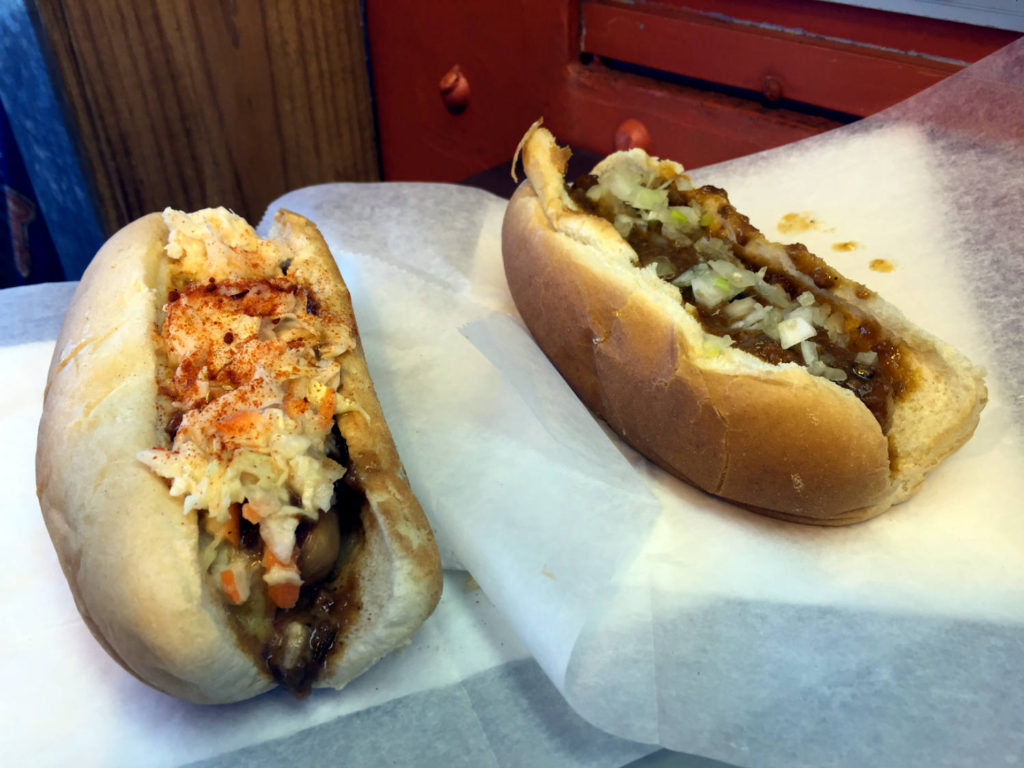 Hot Dogs at the The Black Diamond Diner in Covert, New York - World's Smallest Railroad Diner