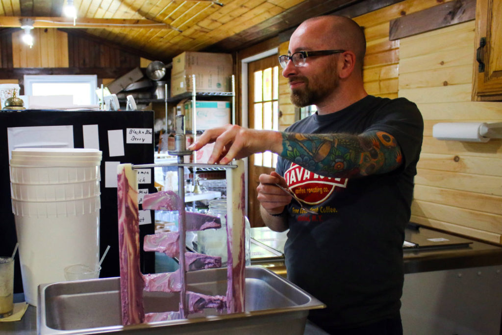 Chris Clemens at the Spotted Duck Creamery in Penn Yan, New York