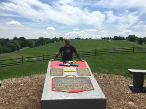 Chris Clemens at the Woodstock Monument in Bethel, New York
