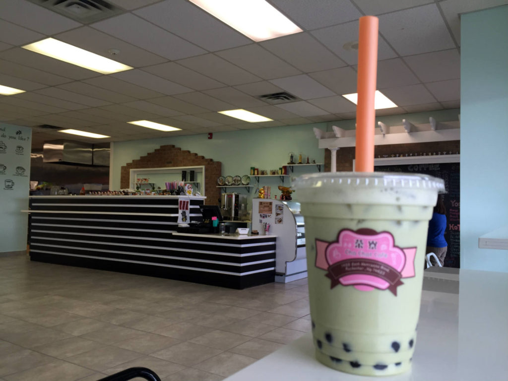 Iced Match Latte Boba at Cha Chat Cafe in Henrietta, New York