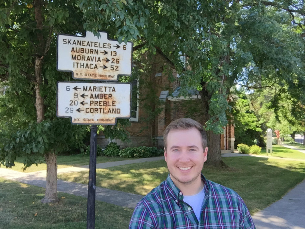 Steven Bodnar of Geneva, New York at Historical Marker