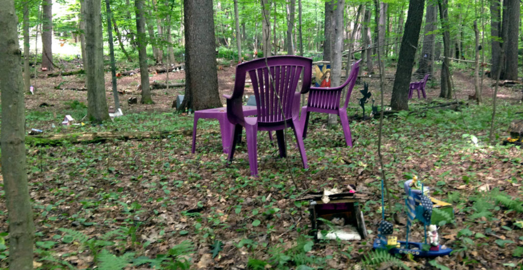 Seating in the Fairy Village at Lily Dale