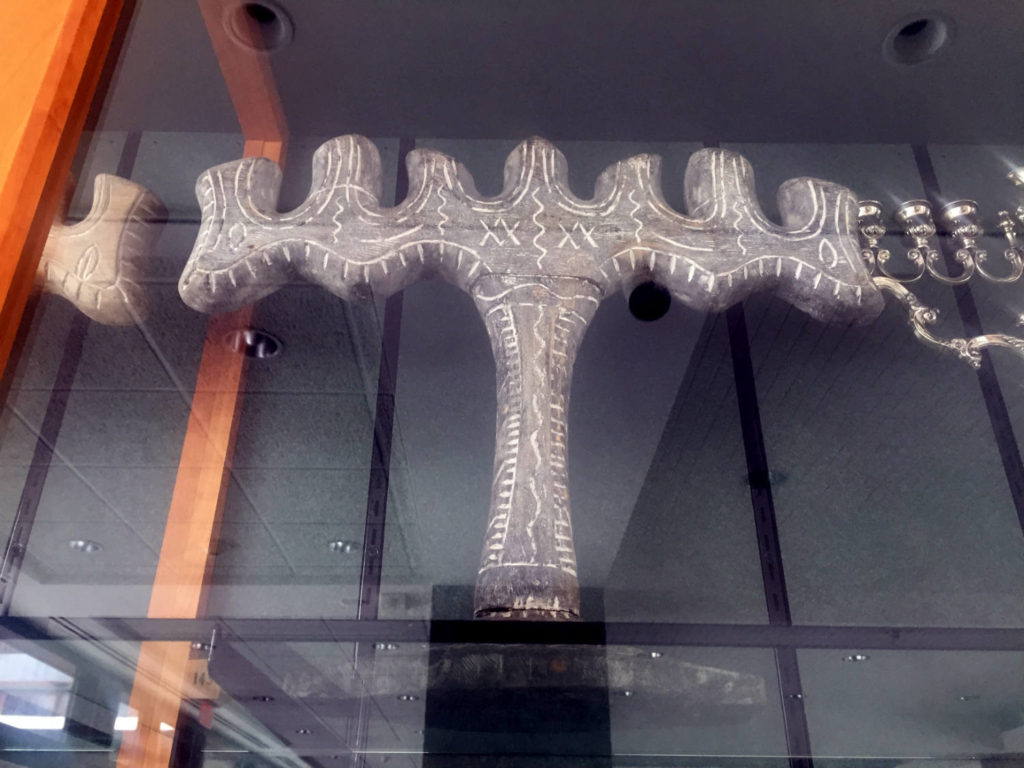 Sculpted Wood Menorah at Temple B'rith Kodesh in Rochester, New York