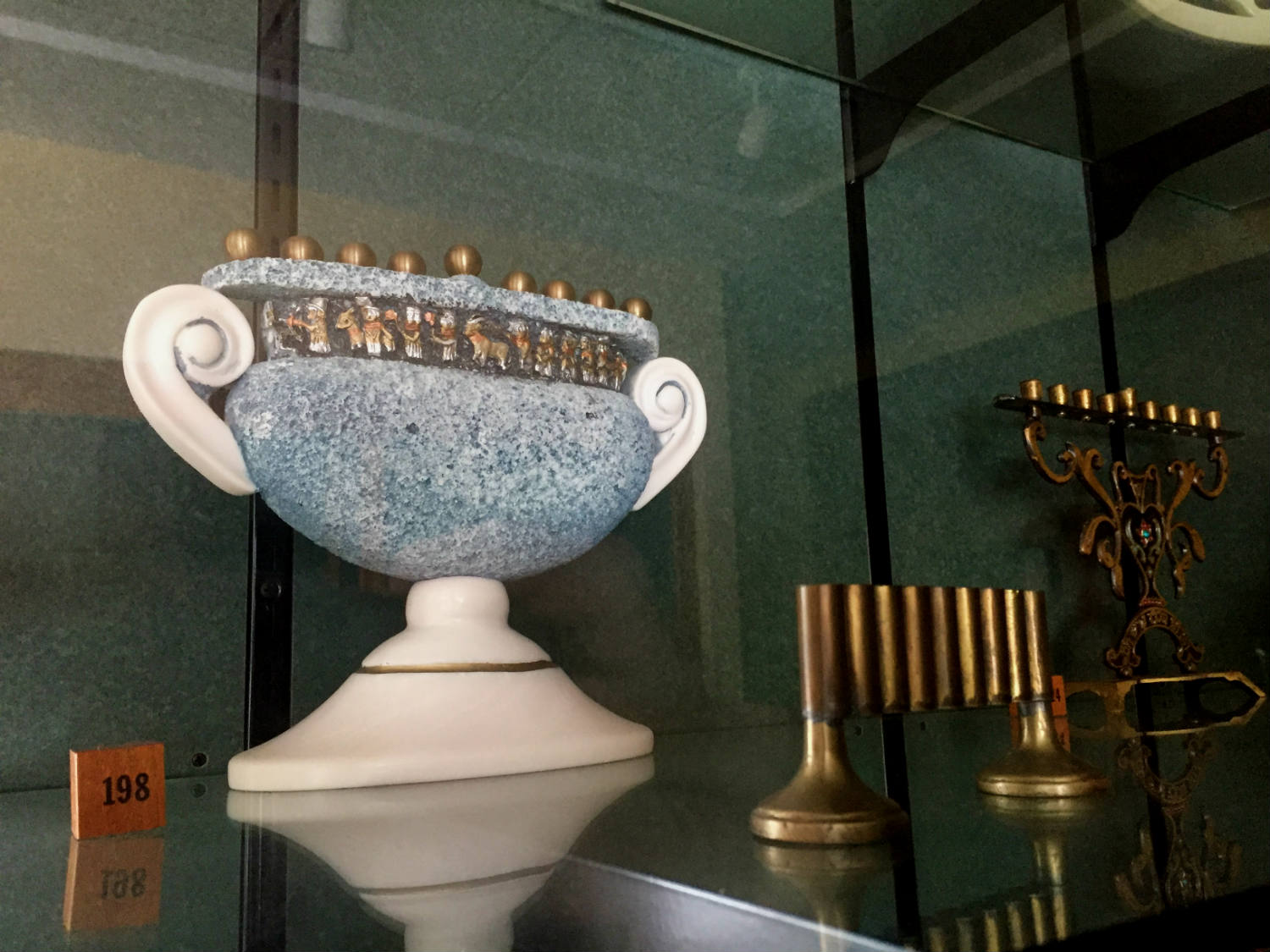 Vase Hanukkiah from Israel at Temple B'rith Kodesh in Rochester, New York