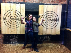 Emily and Hannah at Hatchets and Hops in Buffalo, New York