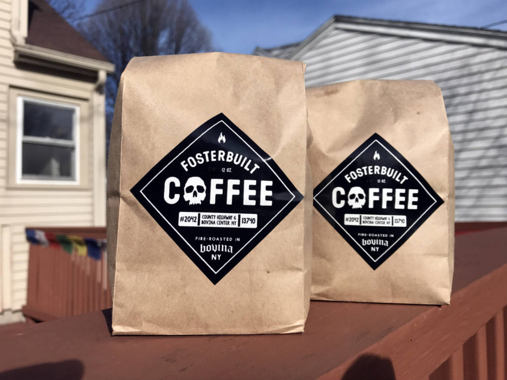 Bags of Fosterbuilt Coffee from Bovina, New York