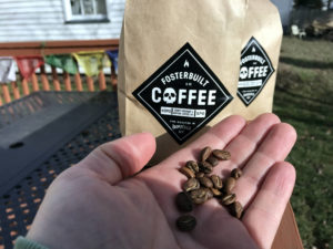 Bags of Fosterbuilt Coffee from Bovina, New York