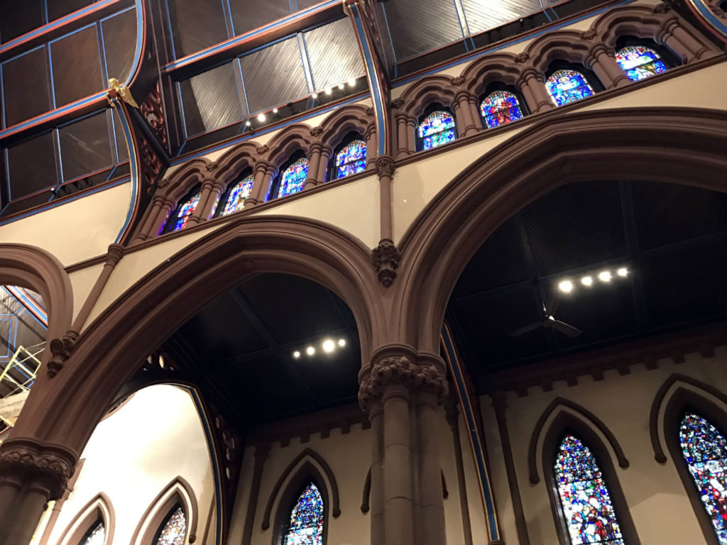 Stained Glass and Arches Inside St. Paul's Episcopal Cathedral in Buffalo, New York