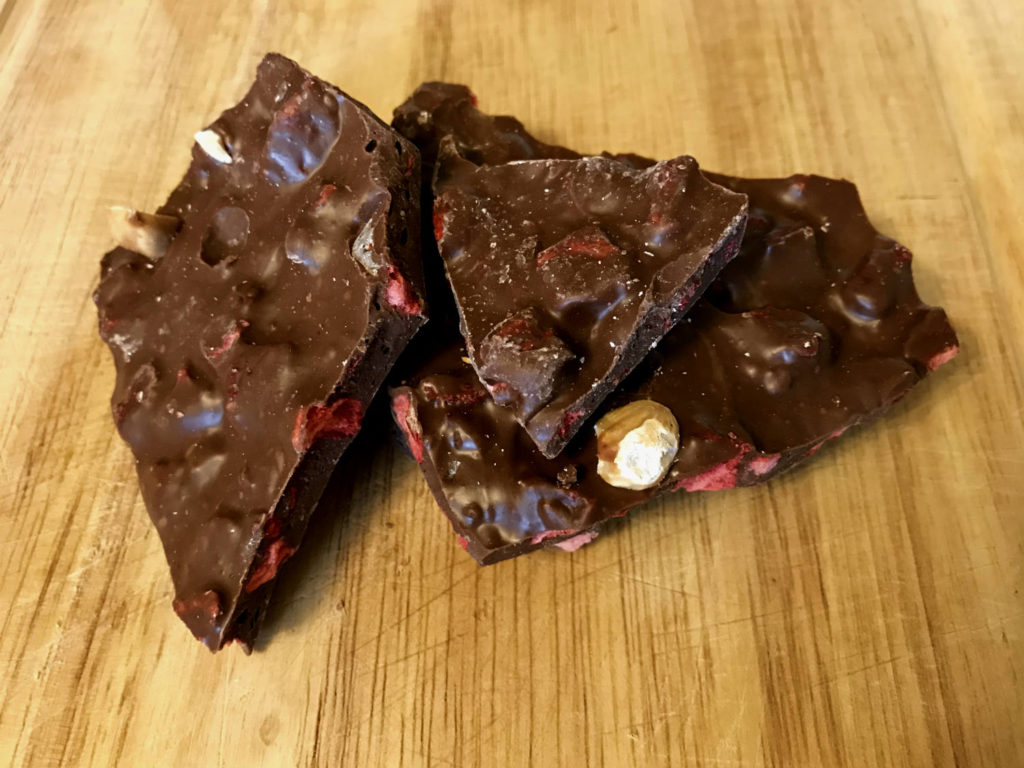 Saratoga Chocolate Company Strawberry and Hazelnut Bark